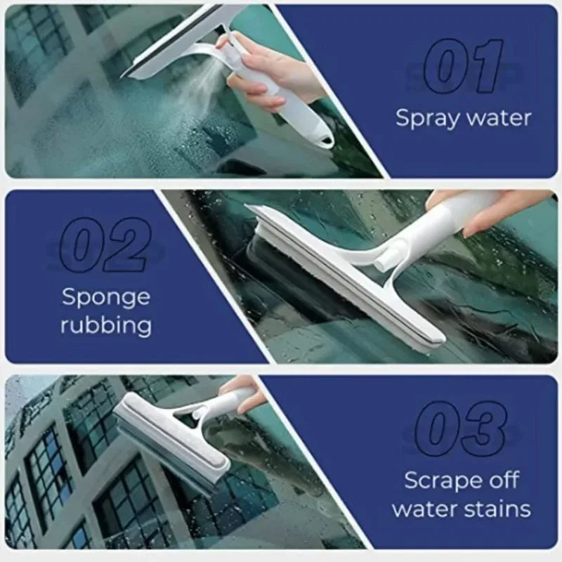 3-In-1 Multifunctional Mirrors Glass Window Wiper with Watering Can Glass Cleaning Tool Scraper Household Window Cleaning Tools