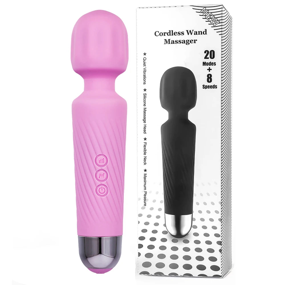 Cordless Wand Massager 8 Speeds & 20 Modes Handheld Personal Neck Shoulder Massager for Muscle Tension Stress Relief Health Care