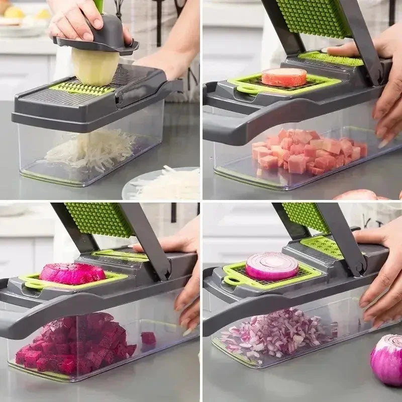 14 in 1 Multifunctional Vegetable Chopper Food Chopper Grate Food Handle Vegetable Slicer Dicer Cut Kitchen Items Cocina