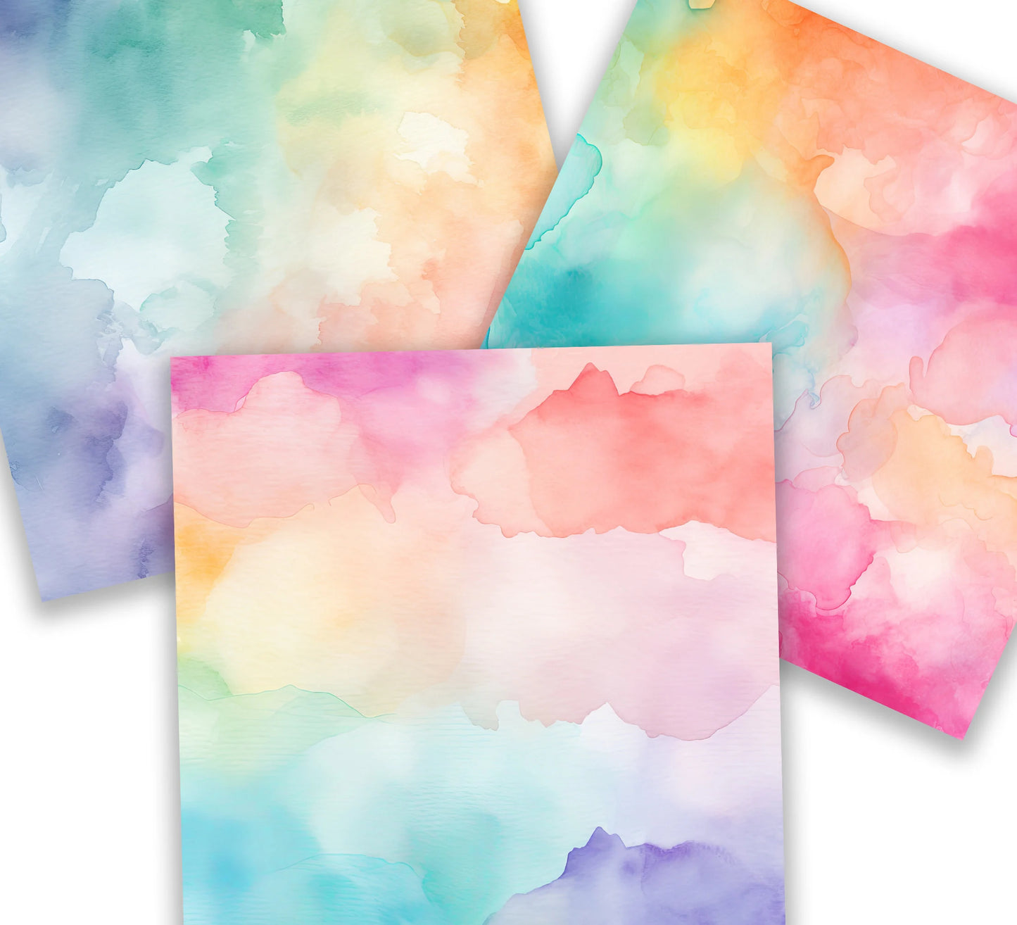 Watercolor Digital Paper Pack, Ombre Background Bundle, Colorful Scrapbook Papers, Watercolor Junk Journal, Gradient, Rainbow Background