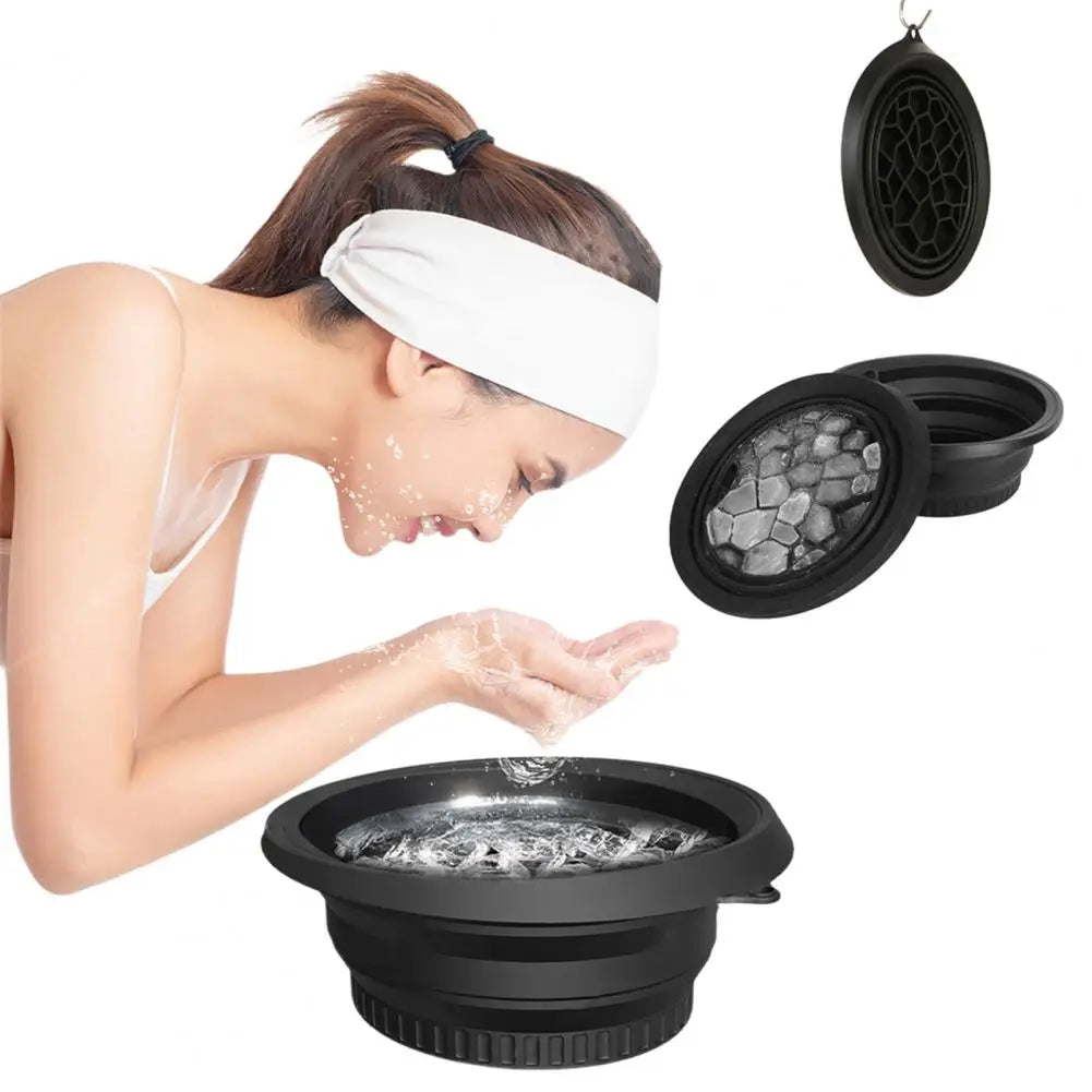 Foldable Silicone Ice Bath Bowl -Facial Skin Care & Migraine Relief, Reusable Cold Compress Basin for Puffiness & Acne Reduction