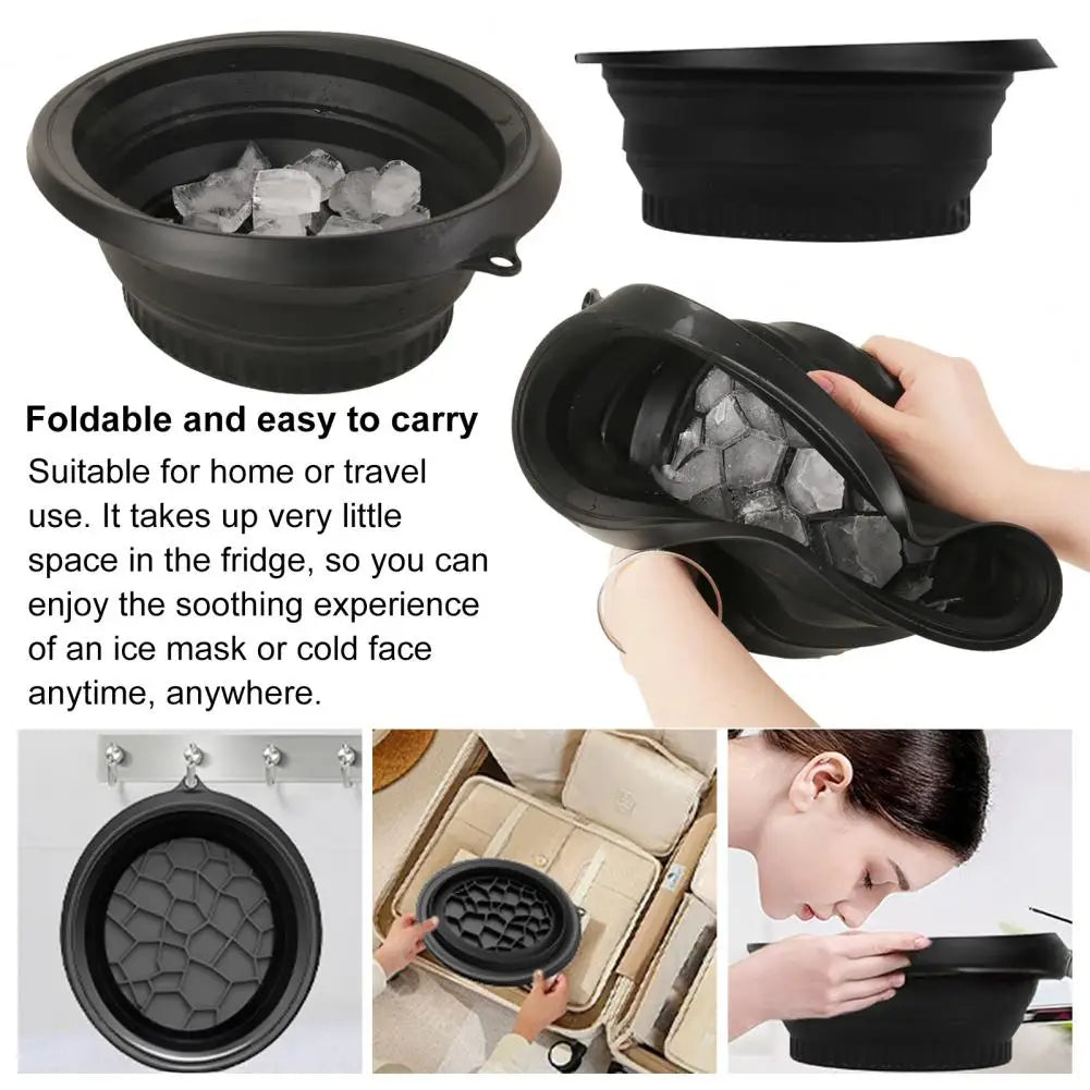 Foldable Silicone Ice Bath Bowl -Facial Skin Care & Migraine Relief, Reusable Cold Compress Basin for Puffiness & Acne Reduction