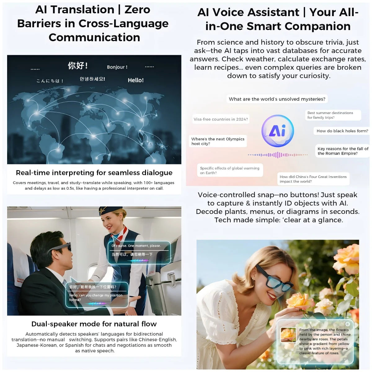 Ai Smart Glasses with 800W Pixel Sony Camera for HD1080P Photography Video Sound Record Calls Chatgpt Translation Sunglasses