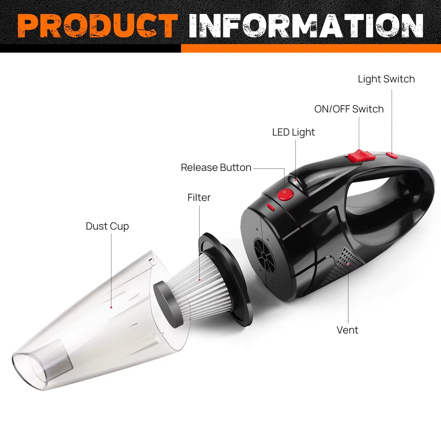 3 in 1 Cordless Handheld Vacuum Cleaner, Rechargeable Portable Powerful Cordless Vacuum Cleaner, Long Runtime USB Rechargeable