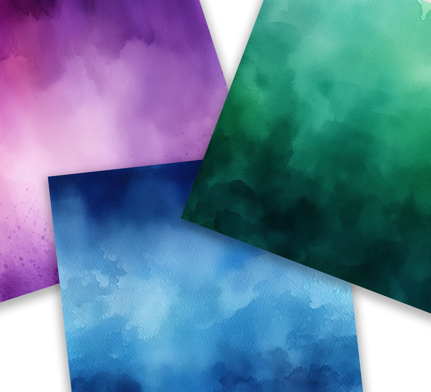 Watercolor Digital Paper Pack, Ombre Background Bundle, Colorful Scrapbook Papers, Watercolor Junk Journal, Gradient, Rainbow Background