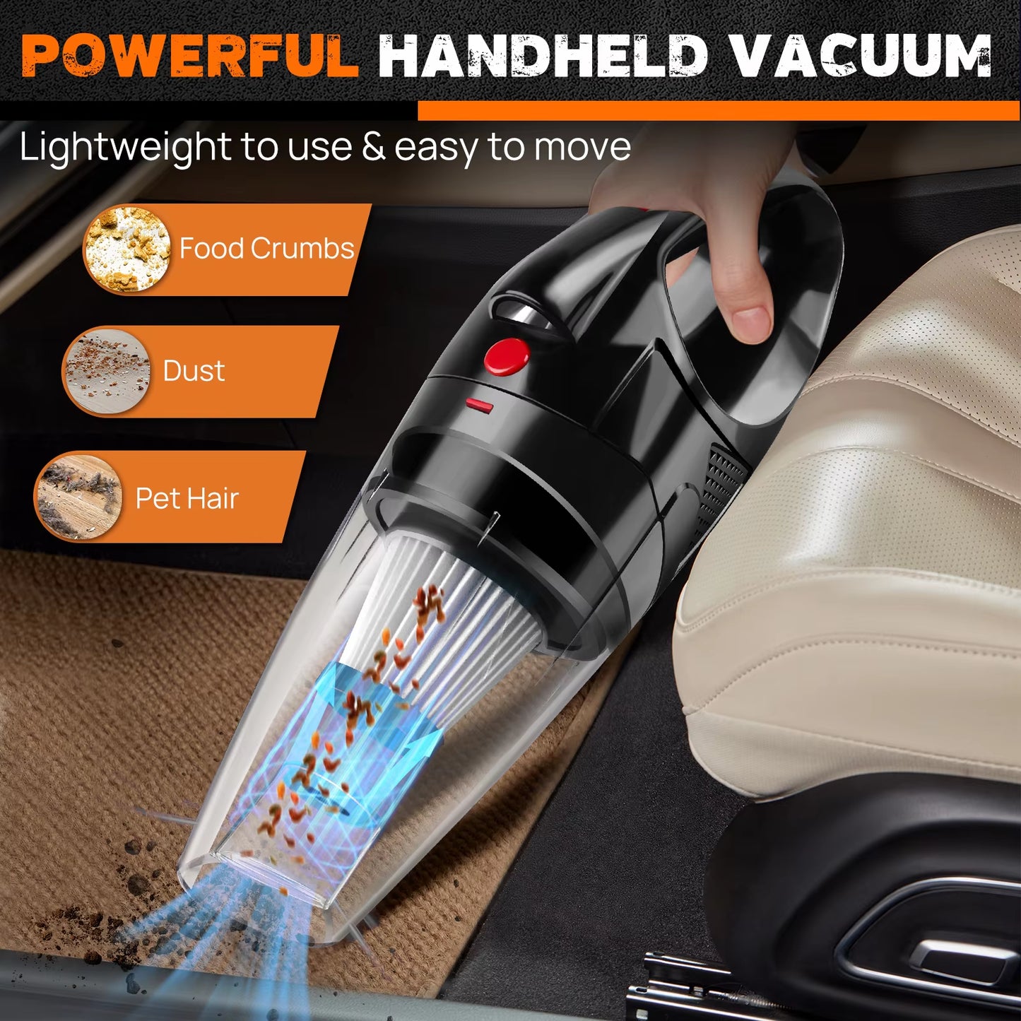 3 in 1 Cordless Handheld Vacuum Cleaner, Rechargeable Portable Powerful Cordless Vacuum Cleaner, Long Runtime USB Rechargeable
