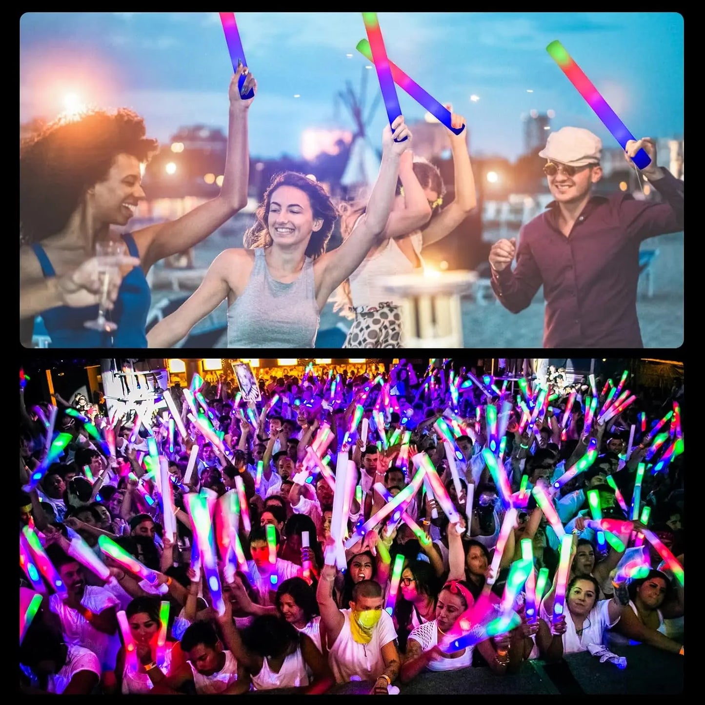 30Pcs LED Foam Sticks White Light Glow Sticks Glow Cheer Batons Flashing Effect Glow in the Dark Wedding Party Supply 3 Flashing