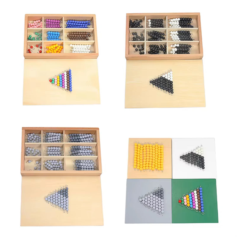 Montessori Wooden Checker Beads Board - Colorful Black, White, and Grey Checkerboard Beads for Link Dragon and Reduce Dragon Games - Educational Baby Toys