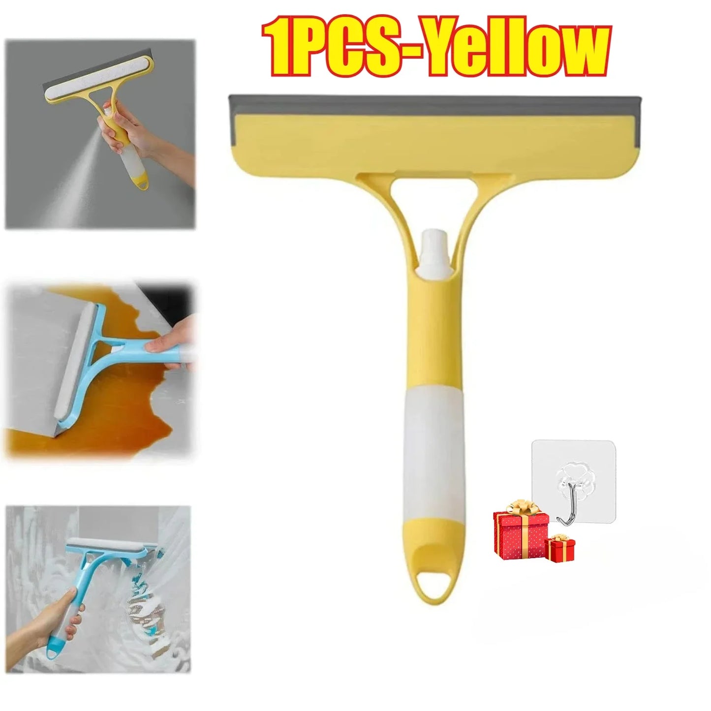 3-In-1 Multifunctional Mirrors Glass Window Wiper with Watering Can Glass Cleaning Tool Scraper Household Window Cleaning Tools