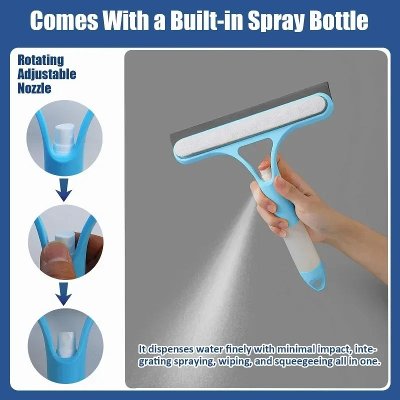3-In-1 Multifunctional Mirrors Glass Window Wiper with Watering Can Glass Cleaning Tool Scraper Household Window Cleaning Tools