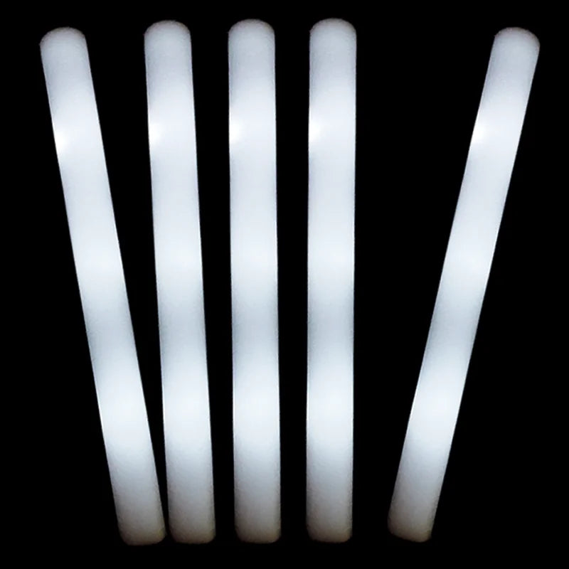30Pcs LED Foam Sticks White Light Glow Sticks Glow Cheer Batons Flashing Effect Glow in the Dark Wedding Party Supply 3 Flashing