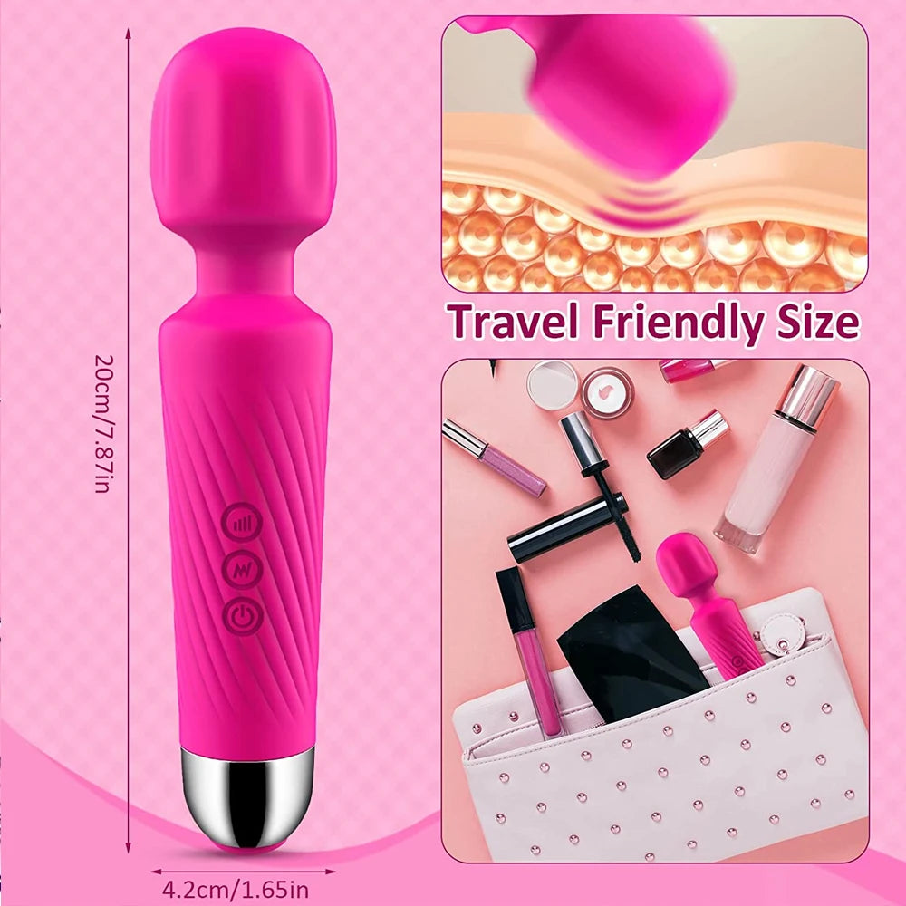 Cordless Wand Massager 8 Speeds & 20 Modes Handheld Personal Neck Shoulder Massager for Muscle Tension Stress Relief Health Care
