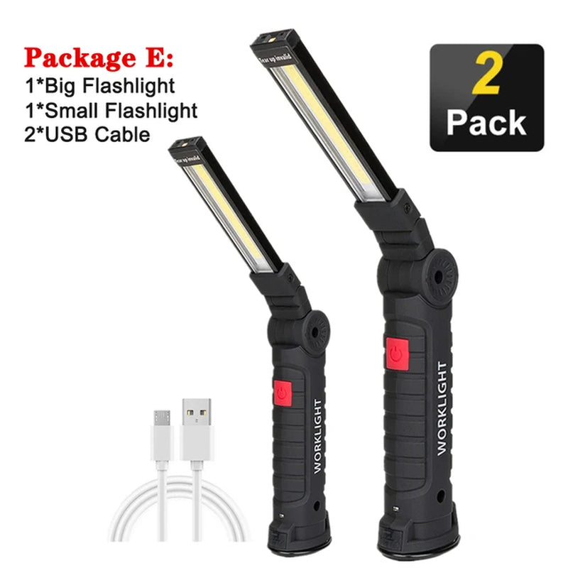 Portable LED Work Light Magnetic Flashlight Auto Repair Light Outdoor Emergency Light USB Rechargeable Torch Camping Light