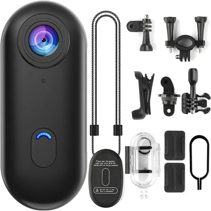 4K Mini Wifi Action Camera Thumb POV Camera Portable Body Cam Wearable Sports Camera with Waterproof Case Cycling Travel