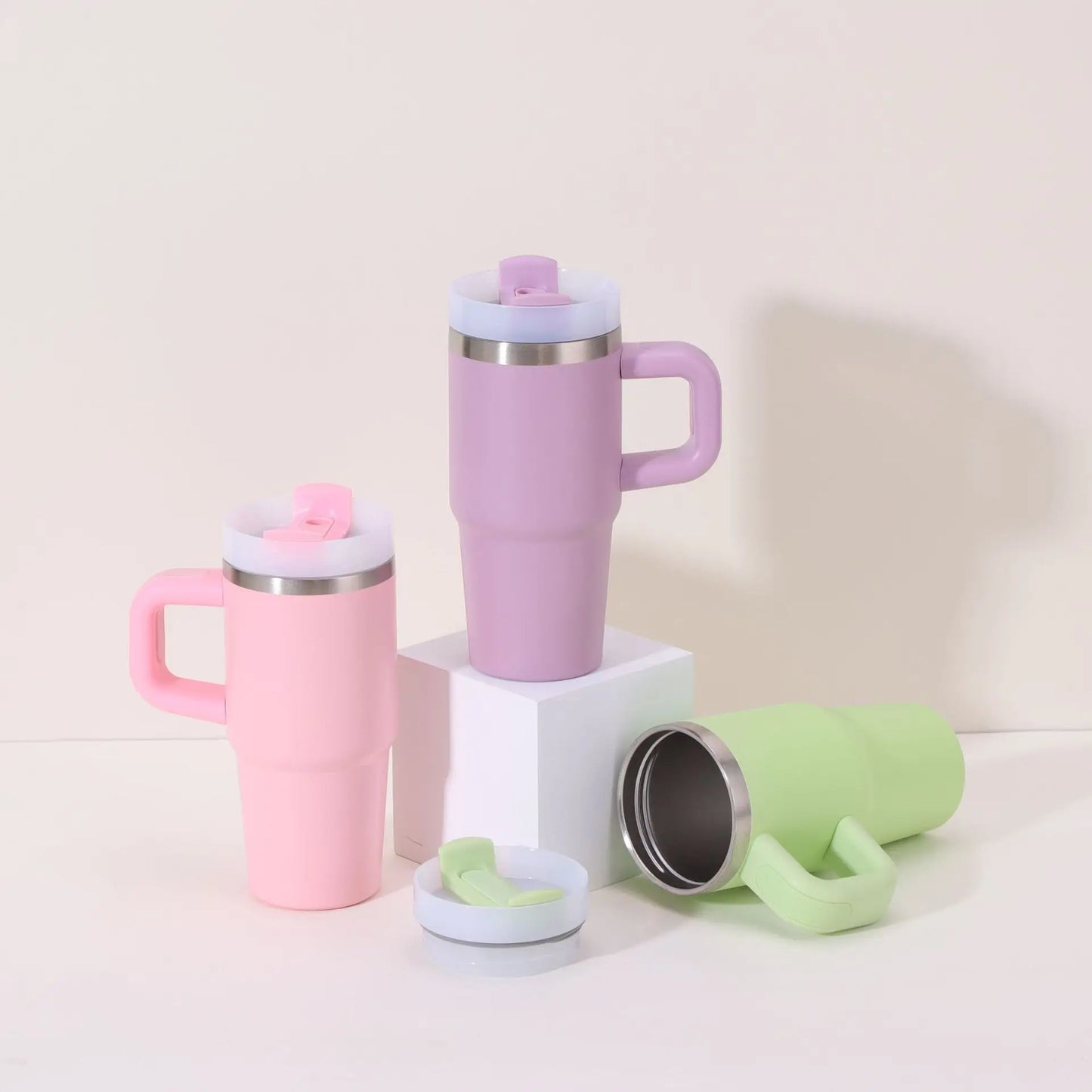 14Oz Car Mug with Handle Double-Layer Vacuum Coffee Cup Portable Water Cup Large Capacity 304 Stainless Steel Travel Thermal Cup