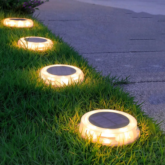 Outdoor Waterproof LED Solar Lawn Lights - Decorative Buried Street Lamp for Gardens and Villas, Warm White Illumination