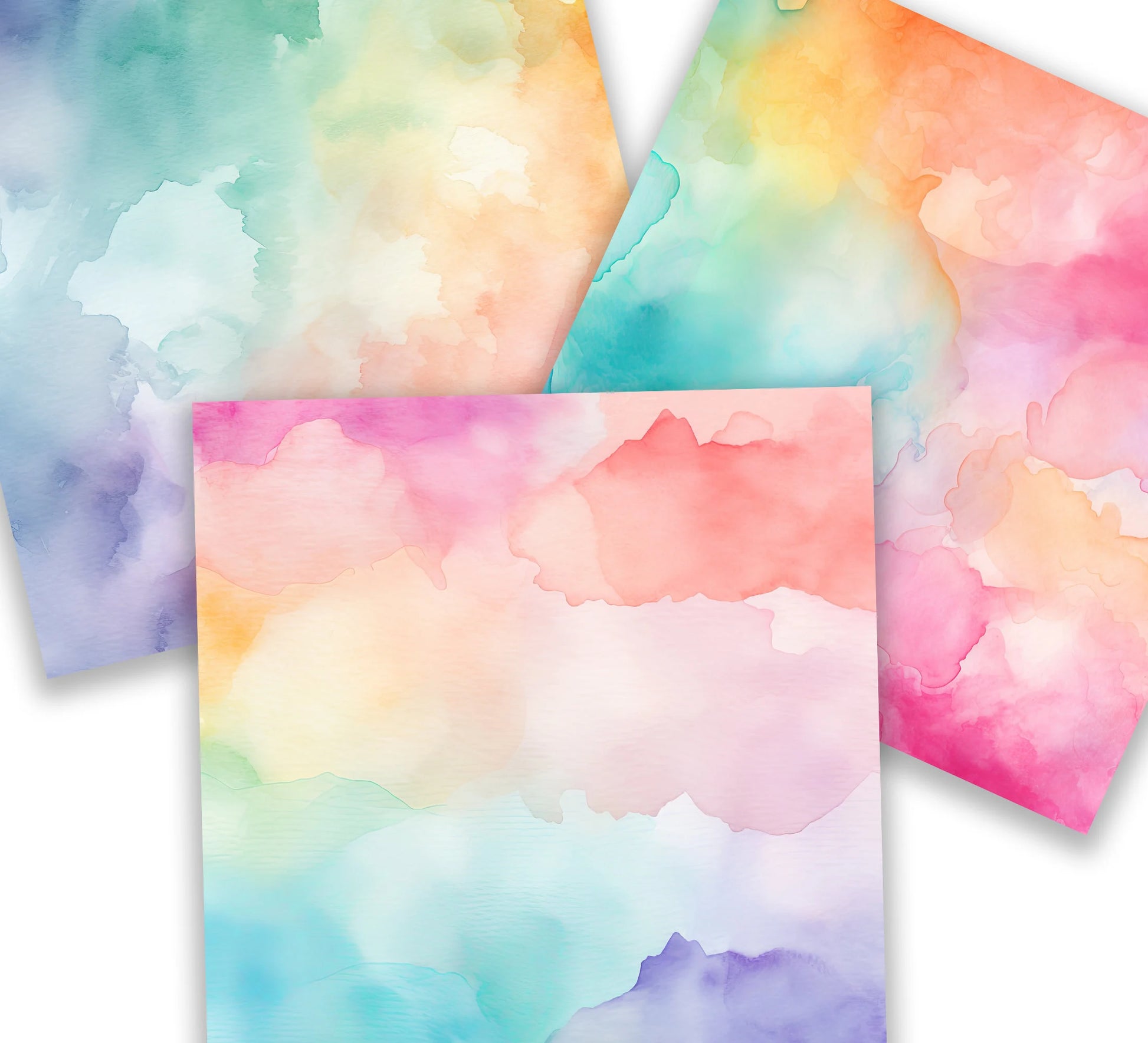 Watercolor Digital Paper Pack, Ombre Background Bundle, Colorful Scrapbook Papers, Watercolor Junk Journal, Gradient, Rainbow Background
