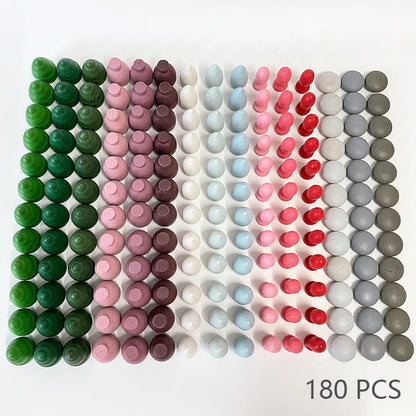 168Pcs Creative Loose Parts Toys Baby Kids Mushroom Honeycomb Droplet Blocks Nordic Sensory Toys Wooden Montessori Rainbow Block