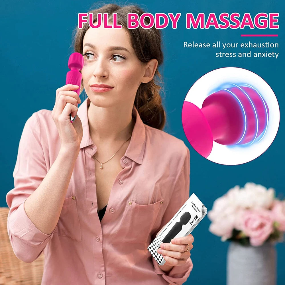 Cordless Wand Massager 8 Speeds & 20 Modes Handheld Personal Neck Shoulder Massager for Muscle Tension Stress Relief Health Care