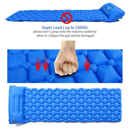 Camping Sleeping Pad Inflatable Air Mattresses Outdoor Mat Furniture Bed Ultralight Cushion Pillow Hiking Trekking