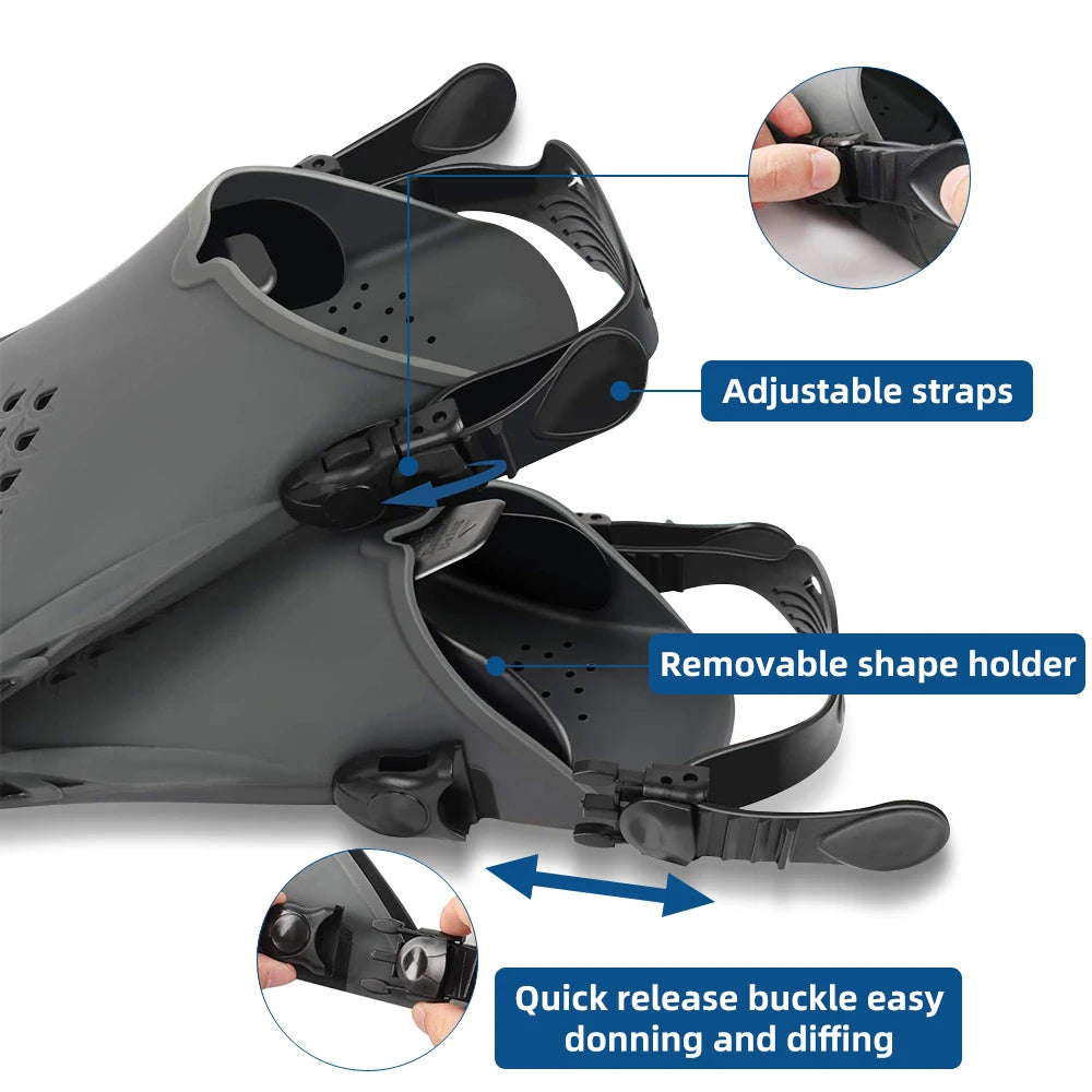 Professional Snorkeling Foot Diving Fins Adjustable Adult Kids Swimming Comfort Fins Flippers Swimming Equipment
