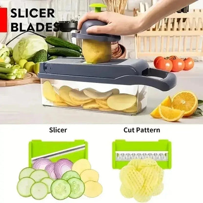 14 in 1 Multifunctional Vegetable Chopper Food Chopper Grate Food Handle Vegetable Slicer Dicer Cut Kitchen Items Cocina
