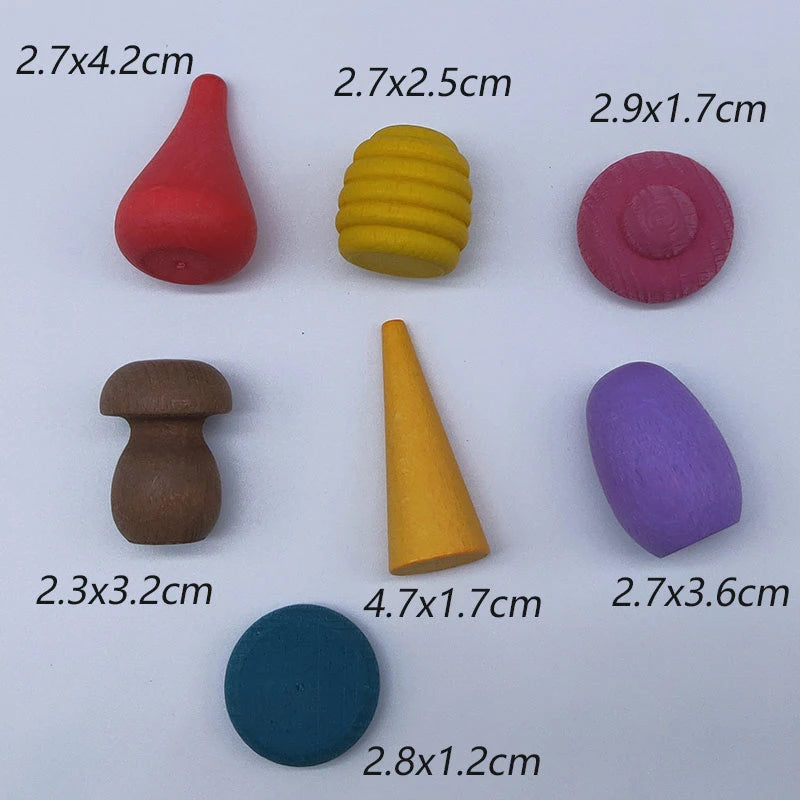 168Pcs Creative Loose Parts Toys Baby Kids Mushroom Honeycomb Droplet Blocks Nordic Sensory Toys Wooden Montessori Rainbow Block