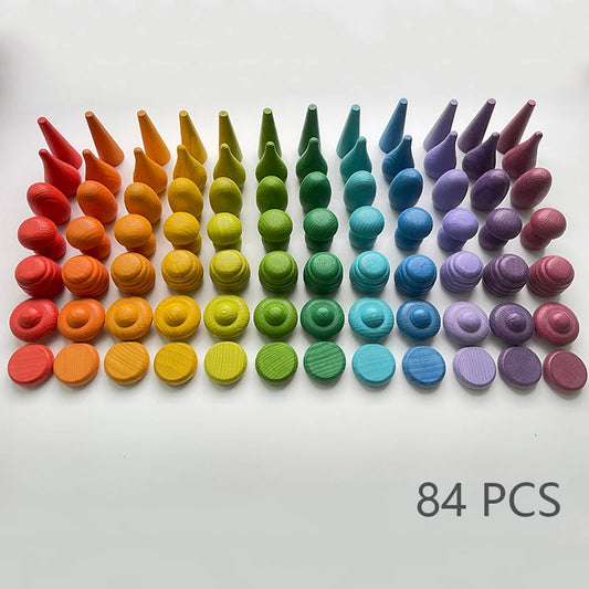 168Pcs Creative Loose Parts Toys Baby Kids Mushroom Honeycomb Droplet Blocks Nordic Sensory Toys Wooden Montessori Rainbow Block