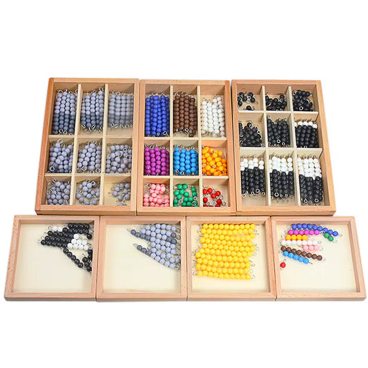 Montessori Wooden Checker Beads Board - Colorful Black, White, and Grey Checkerboard Beads for Link Dragon and Reduce Dragon Games - Educational Baby Toys