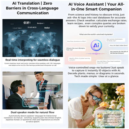 Ai Smart Glasses with 800W Pixel Sony Camera for HD1080P Photography Video Sound Record Calls Chatgpt Translation Sunglasses