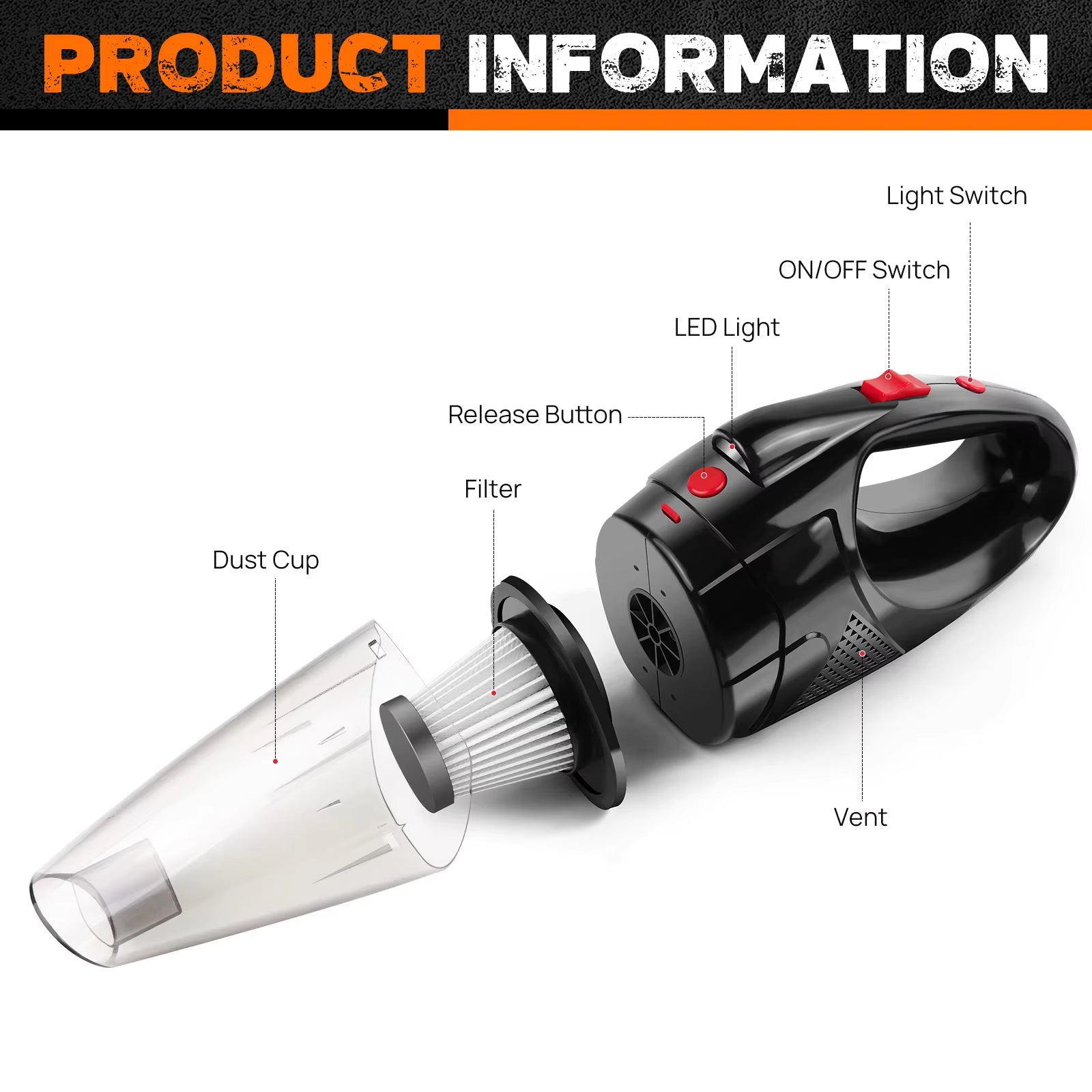 3 in 1 Cordless Handheld Vacuum Cleaner, Rechargeable Portable Powerful Cordless Vacuum Cleaner, Long Runtime USB Rechargeable