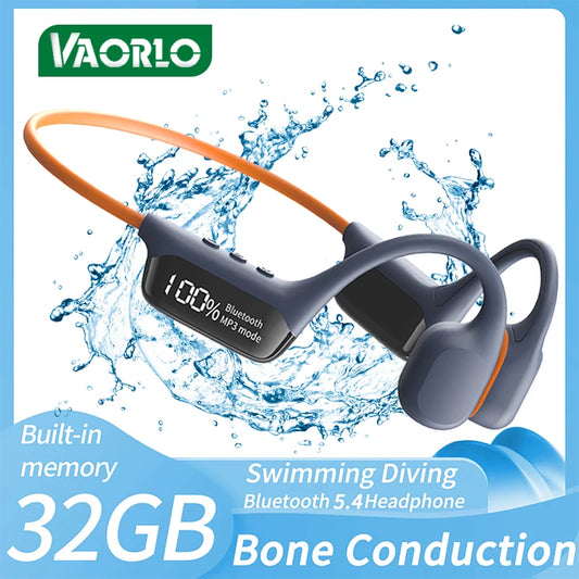S10 Bluetooth 5.4 True Bone Conduction Headphones IPX8 Waterproof DT5.0 MP3 Built-In 32GB Memory LED Digital Display for Swiming