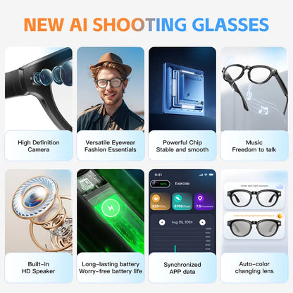 Xiaomi AI Smart Camera Glasses 200MP Bluetooth Smart Glasses Call Playing Music Object Recognition AI Translation Multifunction