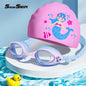 Children'S Swimming Goggles Small Frame Waterproof Anti-Fog HD Boys and Girls Swimming Glasses Swimming Cap Set Diving Equipment